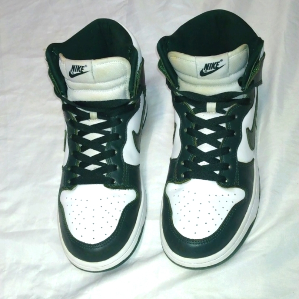 Sold ☀️☀️☀️☀️☀️☀️☀️☀️☀️☀️EUC NIKE DUNK HIGH WHITE/PRO GREEN MEN'S 8.5 - Picture 2 of 7